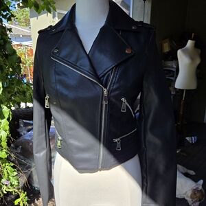 Copperrose Black Faux Leather Moto Jacket – Size M – NWT